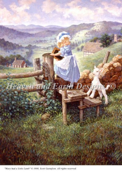 Diamond Painting Canvas - Mini Mary Had A Little Lamb - Click Image to Close